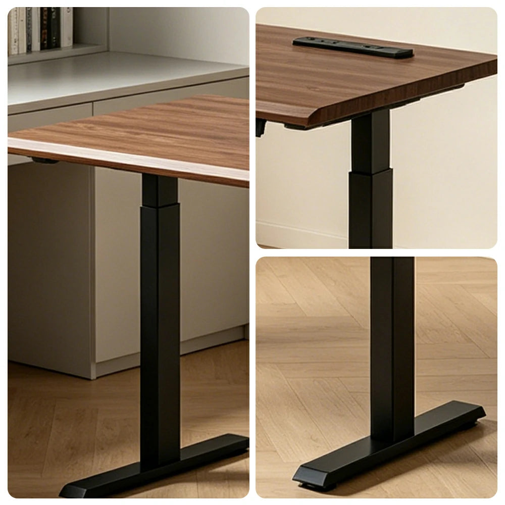 LIVARA Electric Standing Desk 140/160cm Solid Wood Height Adjustable Gaming & Office Table for Study Bedroom & Workspace - Walnut
