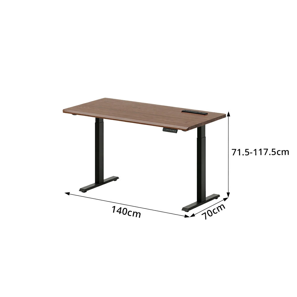 LIVARA Electric Standing Desk 140/160cm Solid Wood Height Adjustable Gaming & Office Table for Study Bedroom & Workspace - Walnut