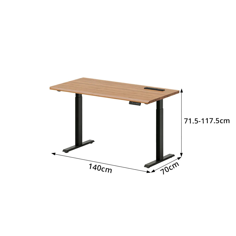 LIVARA Electric Standing Desk 140/160cm Solid Wood Height Adjustable Gaming & Office Table for Study Bedroom & Workspace - Cherry