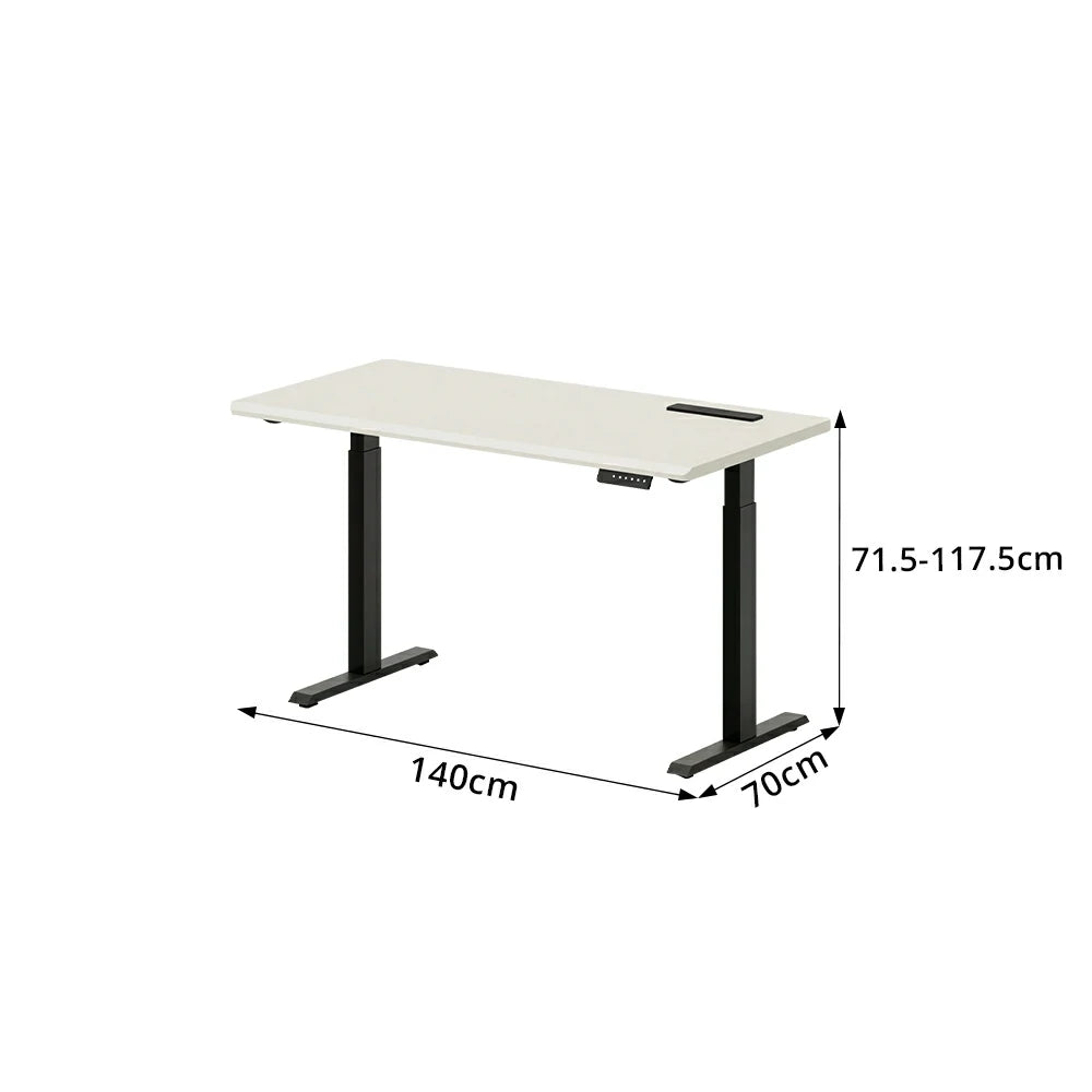 LIVARA Electric Standing Desk 140/160cm Solid Wood Height Adjustable Gaming & Office Table for Study Bedroom & Workspace - White