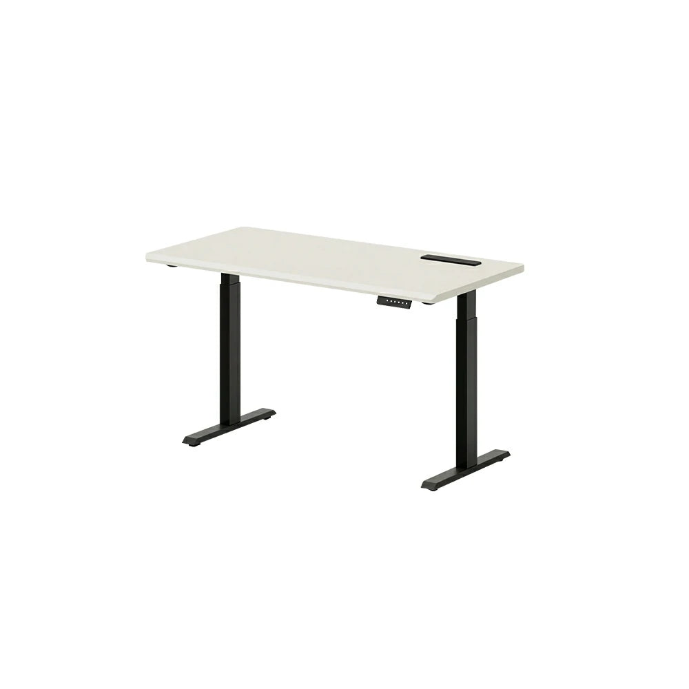 LIVARA Electric Standing Desk 140/160cm Solid Wood Height Adjustable Gaming & Office Table for Study Bedroom & Workspace - White