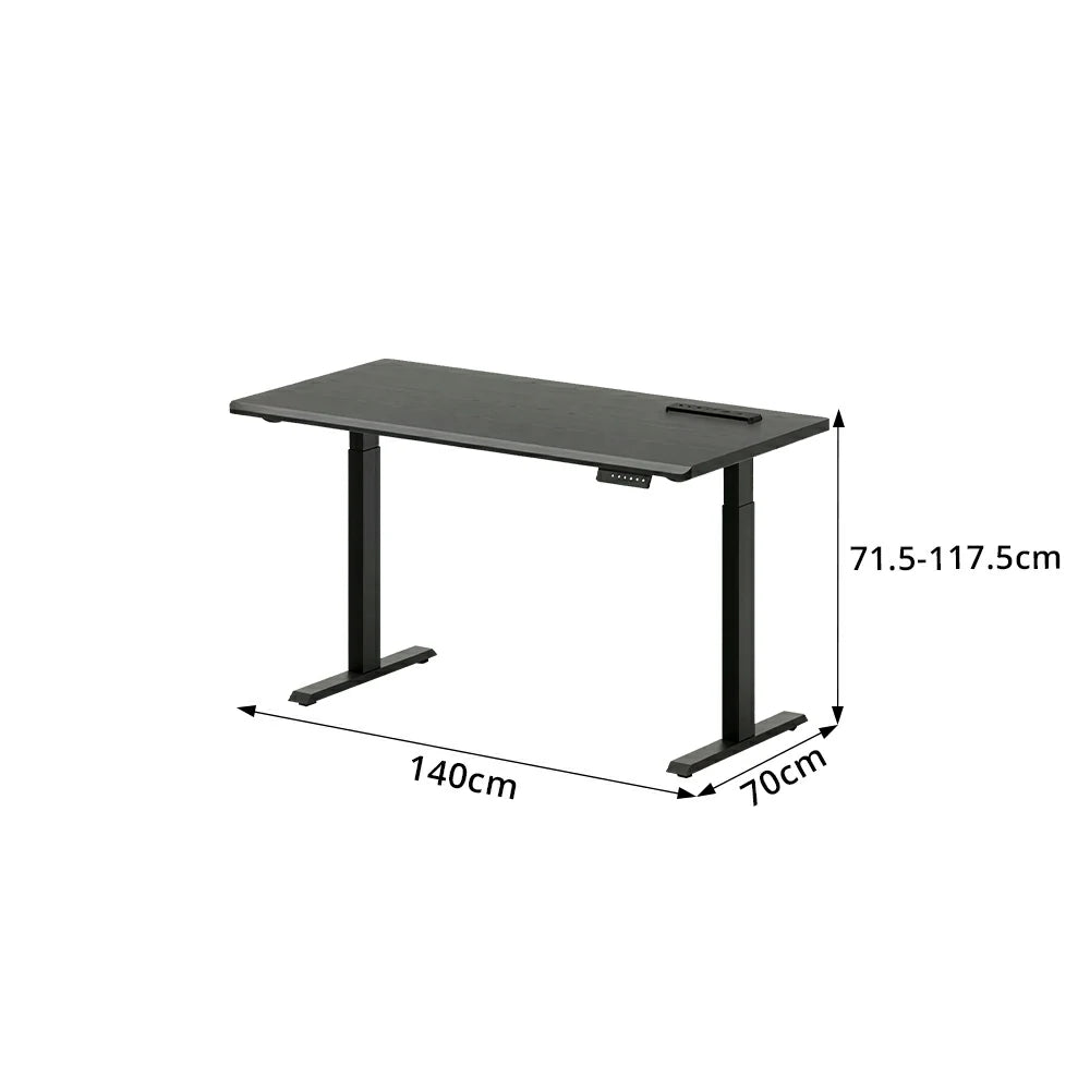 LIVARA Electric Standing Desk 140/160cm Solid Wood Height Adjustable Gaming & Office Table for Study Bedroom & Workspace - Black