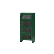 LIVARA Glass Bookshelf Solid Wood Storage Cabinet with Fluted Glass Doors for Living Room Bedroom & Study - Green
