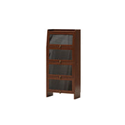 LIVARA Glass Bookshelf Solid Wood Storage Cabinet with Fluted Glass Doors for Living Room Bedroom & Study - Walnut