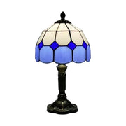 LIVARA Stained Glass Table Lamp Handmade Tiffany Style E27 Bedside Light Vintage Decor for Living Room Bedroom Study - Blue