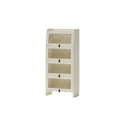 LIVARA Glass Bookshelf Solid Wood Storage Cabinet with Fluted Glass Doors for Living Room Bedroom & Study - White