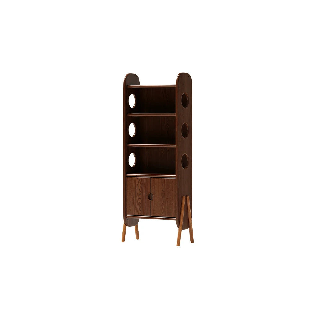 LIVARA Solid Wood Storage Shelf FAS Rubber Wood Display Bookcase for Living Room Bedroom & Study - Walnut