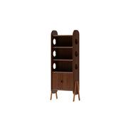 LIVARA Solid Wood Storage Shelf FAS Rubber Wood Display Bookcase for Living Room Bedroom & Study - Walnut