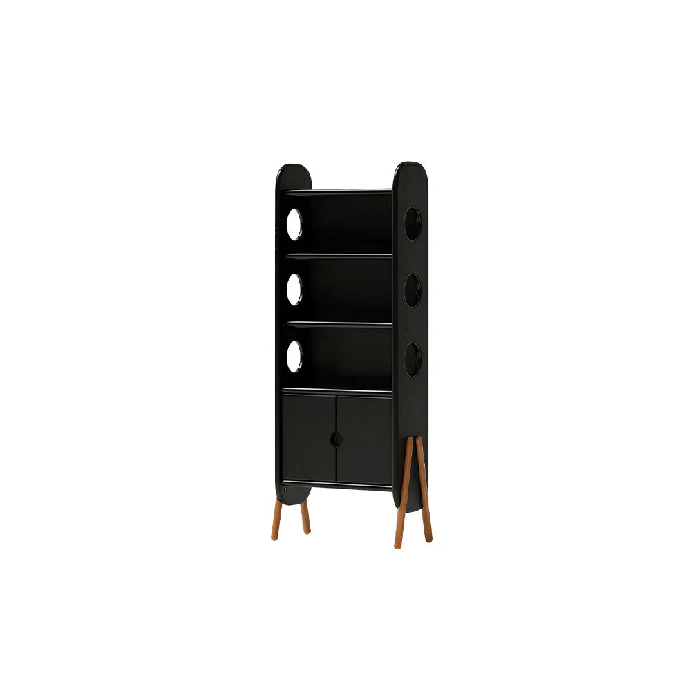 LIVARA Solid Wood Storage Shelf FAS Rubber Wood Display Bookcase for Living Room Bedroom & Study - Black