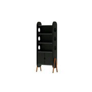 LIVARA Solid Wood Storage Shelf FAS Rubber Wood Display Bookcase for Living Room Bedroom & Study - Black