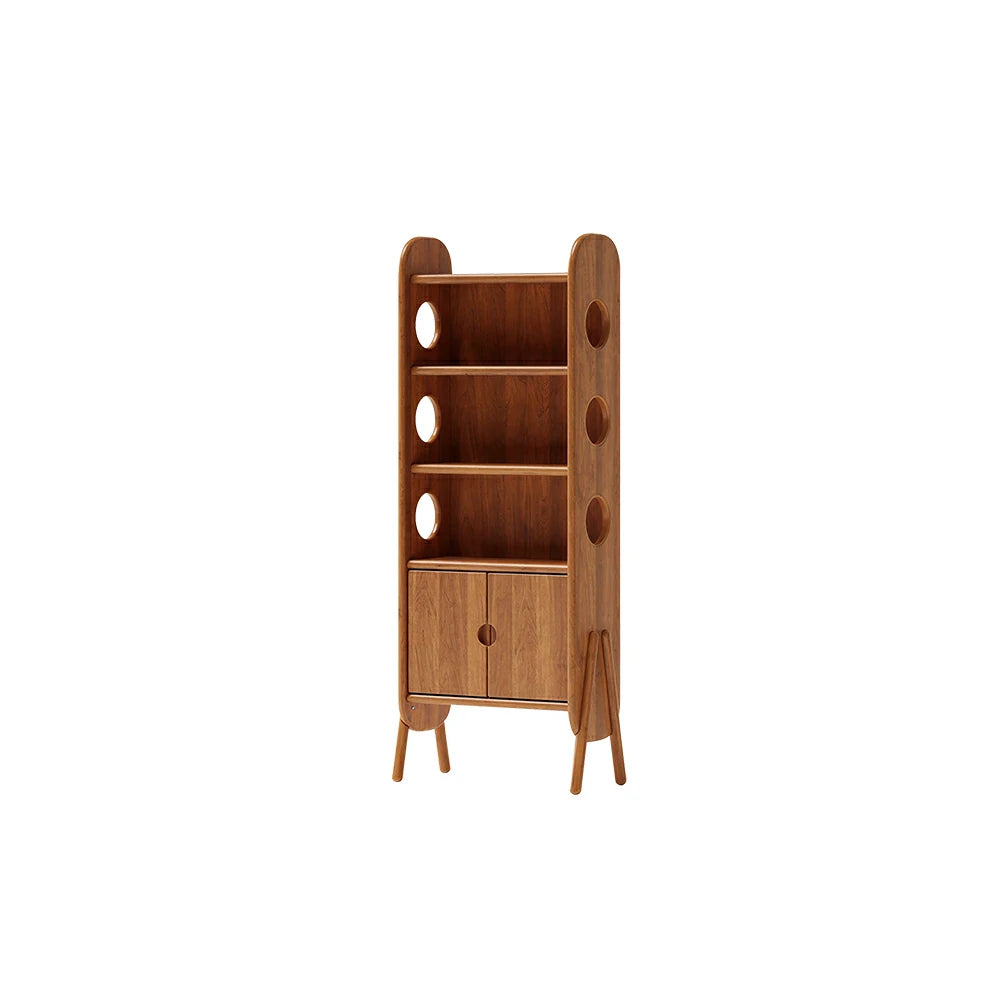 LIVARA Solid Wood Storage Shelf FAS Rubber Wood Display Bookcase for Living Room Bedroom & Study - Cherry