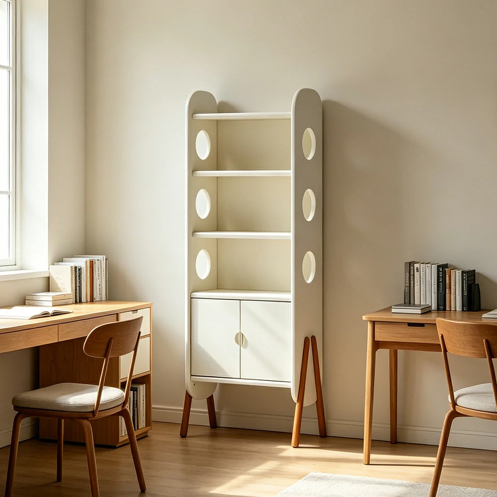 LIVARA Solid Wood Storage Shelf FAS Rubber Wood Display Bookcase for Living Room Bedroom & Study - White