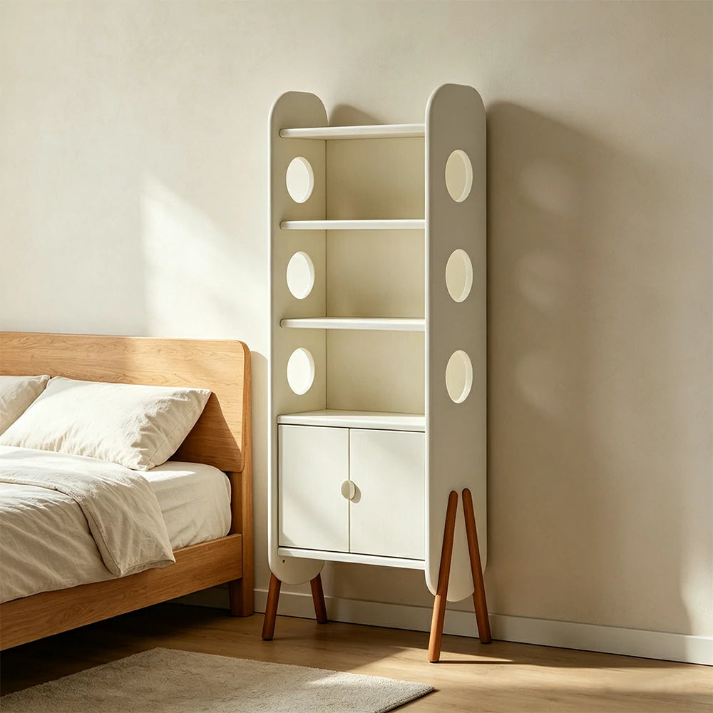 LIVARA Solid Wood Storage Shelf FAS Rubber Wood Display Bookcase for Living Room Bedroom & Study - White