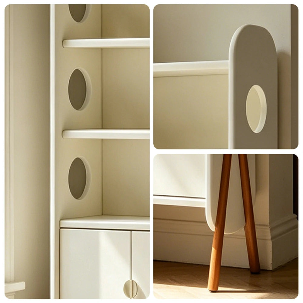LIVARA Solid Wood Storage Shelf FAS Rubber Wood Display Bookcase for Living Room Bedroom & Study - White