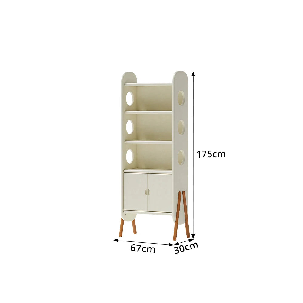 LIVARA Solid Wood Storage Shelf FAS Rubber Wood Display Bookcase for Living Room Bedroom & Study - White