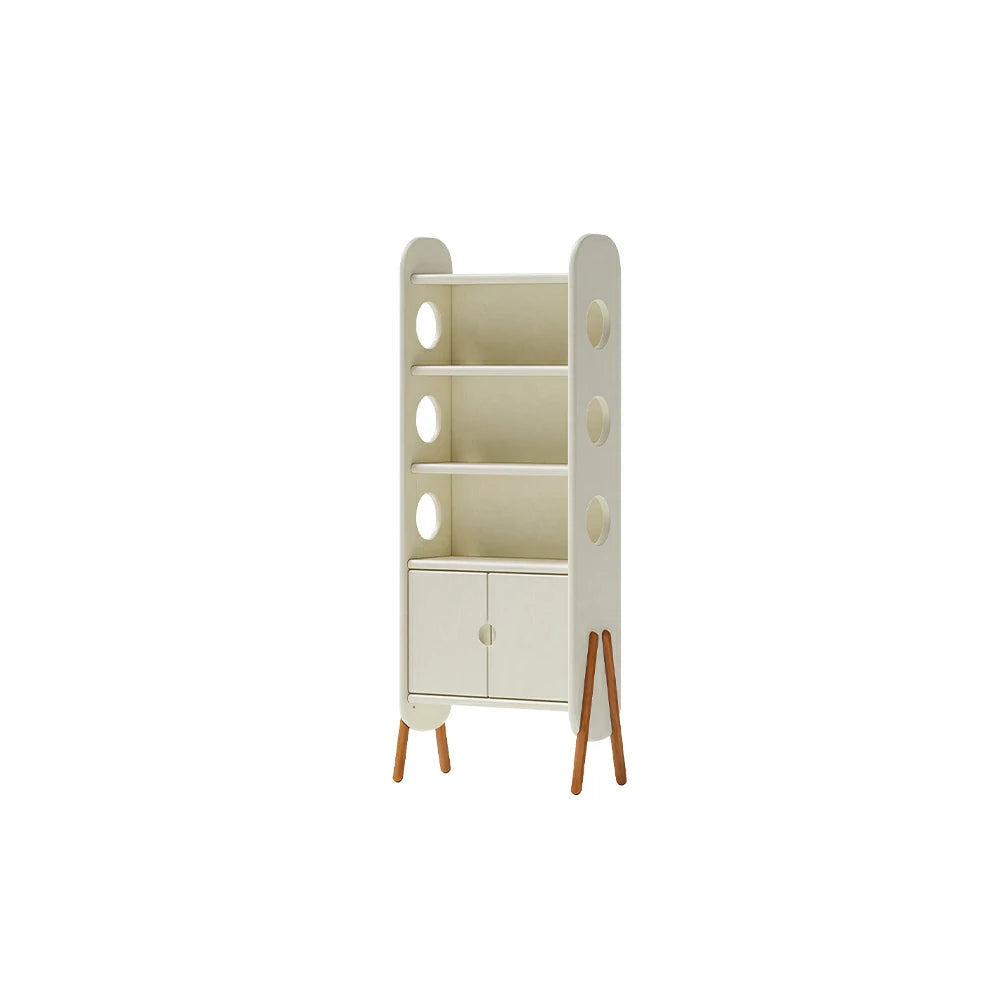 LIVARA Solid Wood Storage Shelf FAS Rubber Wood Display Bookcase for Living Room Bedroom & Study - White
