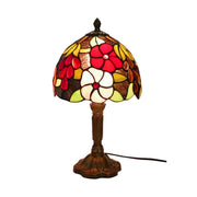 LIVARA Rose Grape Stained Glass Table Lamp Handmade Tiffany Style E27 Bedside Light Vintage Decor for Living Room Bedroom Study