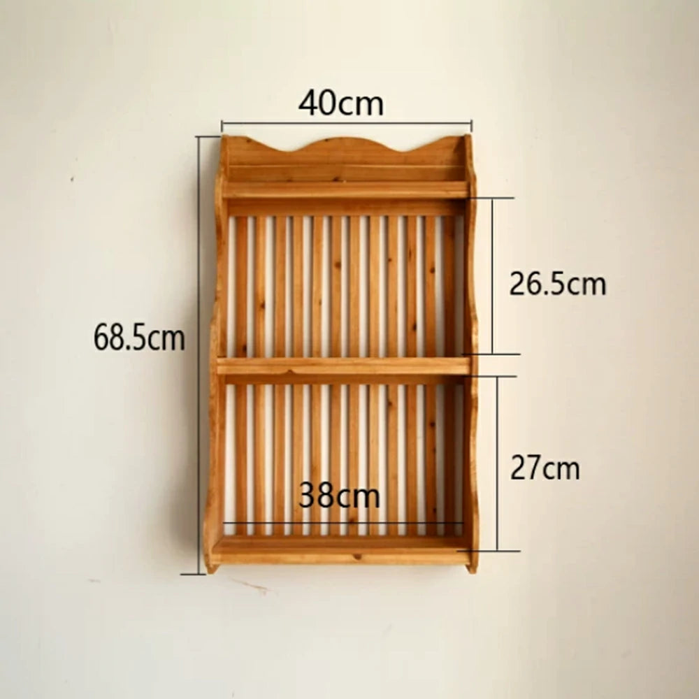 LIVARA Solid Wood Kitchen Shelf Organizer for Countertop Storage Display - Natural Wood