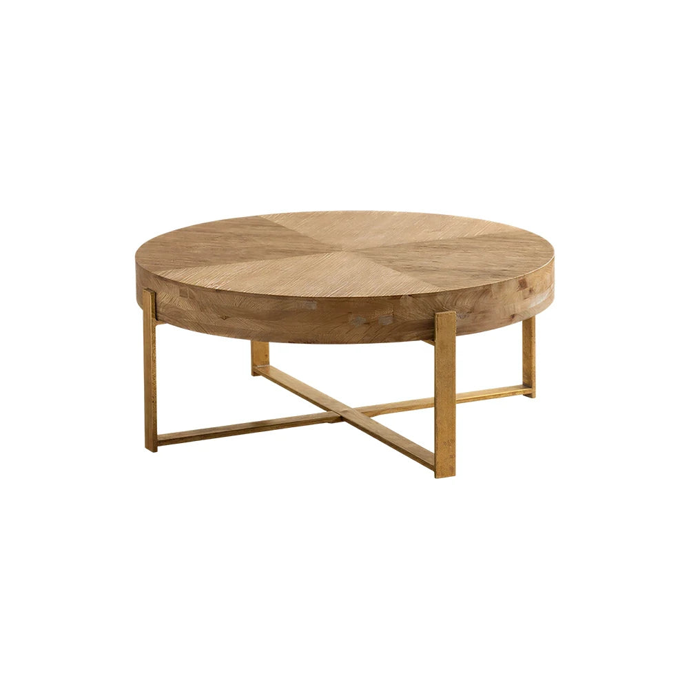 LIVARA Round Solid Wood Coffee Table - Living Room Sofa Side Table - Natural Wood
