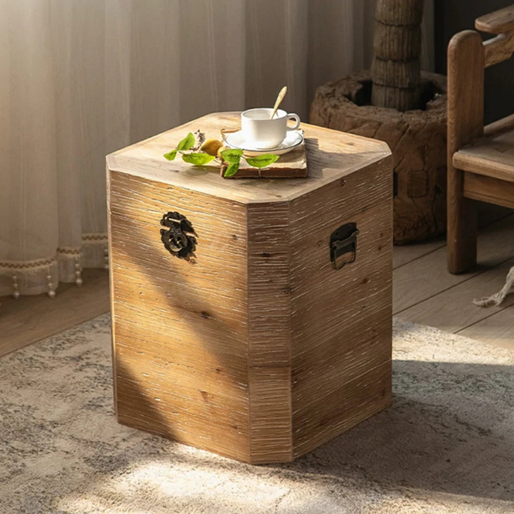 LIVARA 125cm Coffee Table with Storage - Solid Wood Living Room Centre Table - Natural Wood