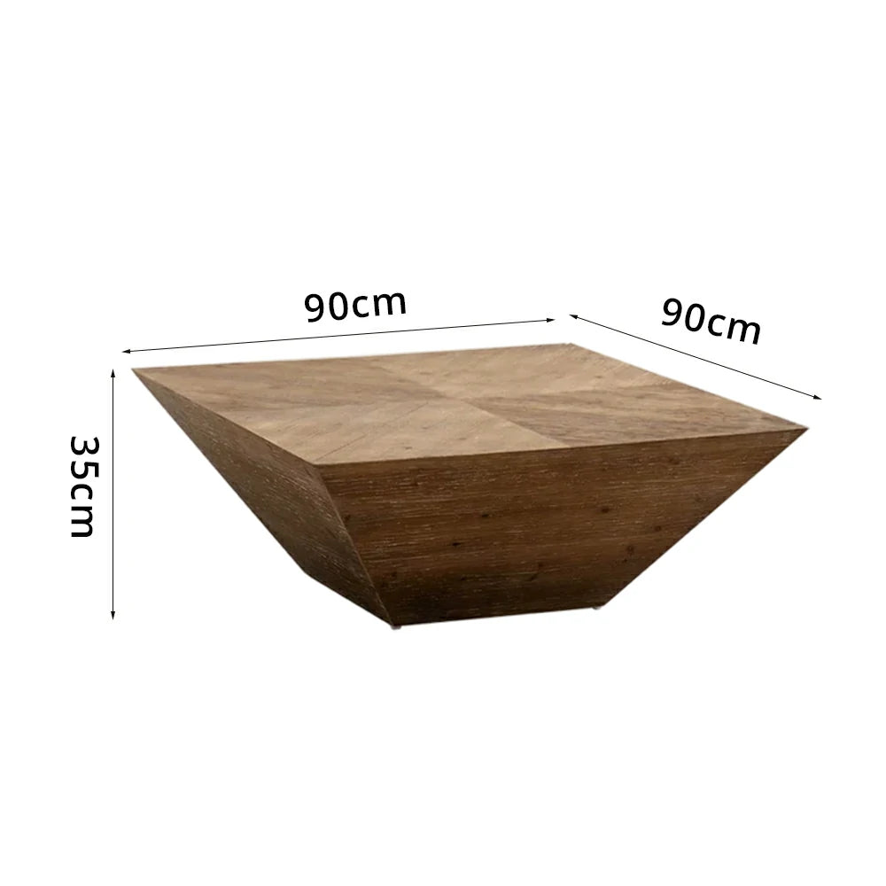 LIVARA Rustic Distressed Square Coffee Table - Solid Wood Living Room Centre Table - Vintage Wood