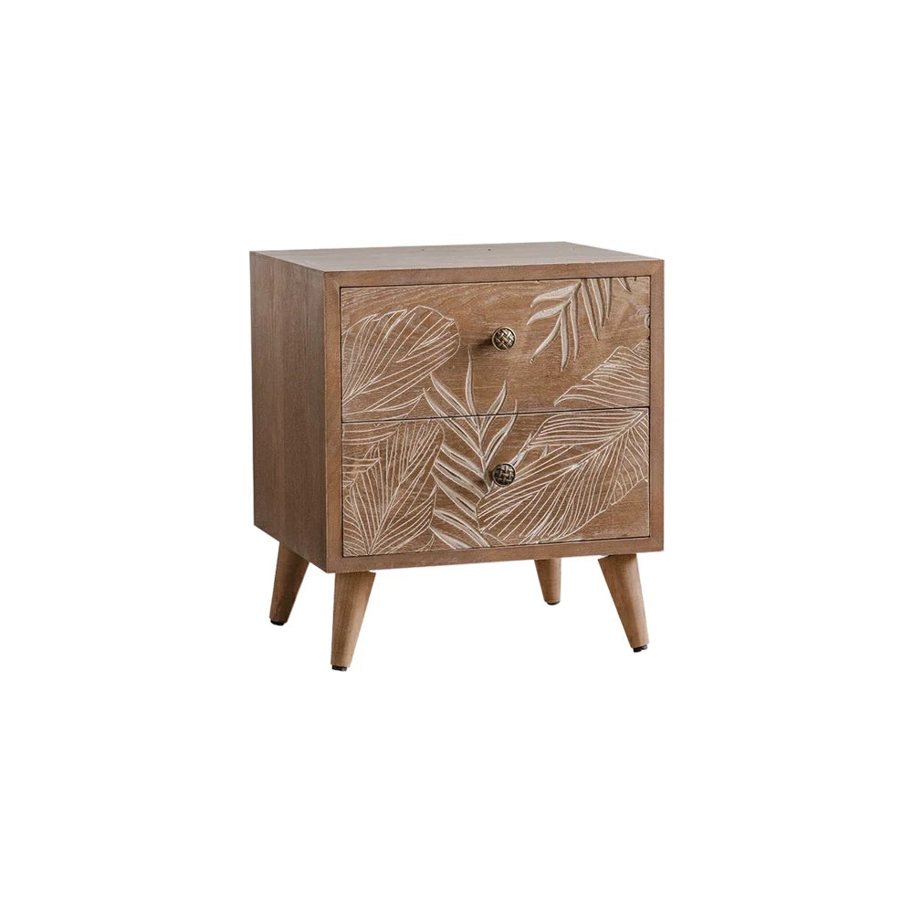 LIVARA Vintage Distressed Bedside Table - Solid Wood Nightstand for Bedroom - Vintage Wood