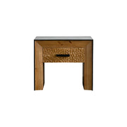LIVARA Bedside Table with Black Back Panel - Wall-Facing Bedroom Storage Cabinet - Vintage Wood