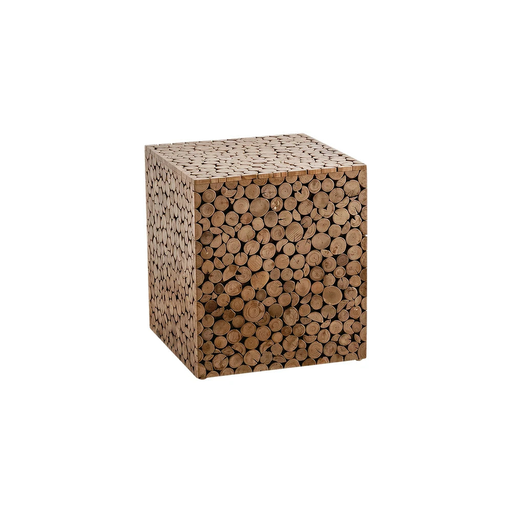 LIVARA Square Sofa Side Table - Solid Wood Corner Table for Living Room - Vintage Wood