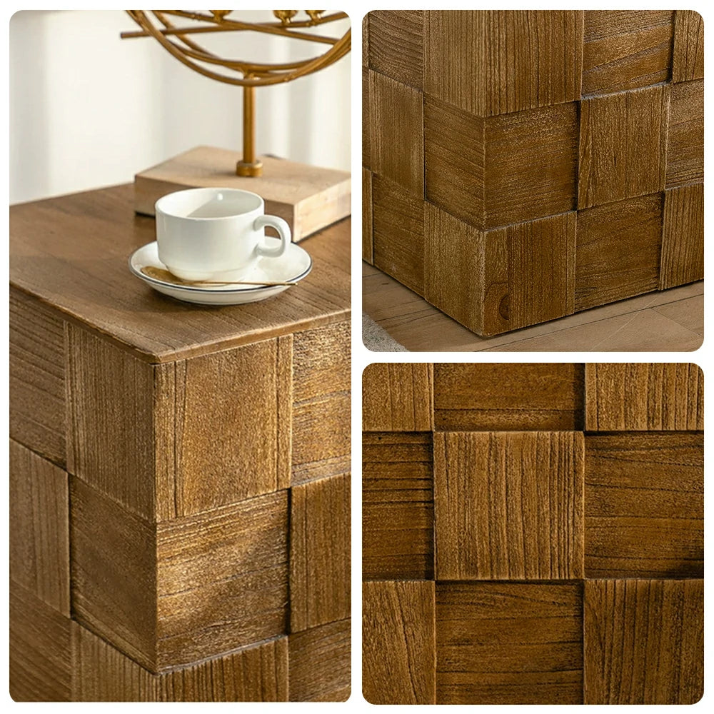 LIVARA  Storage Cabinet - Solid Wood Organizer for Living Room Bedroom - Vintage Wood