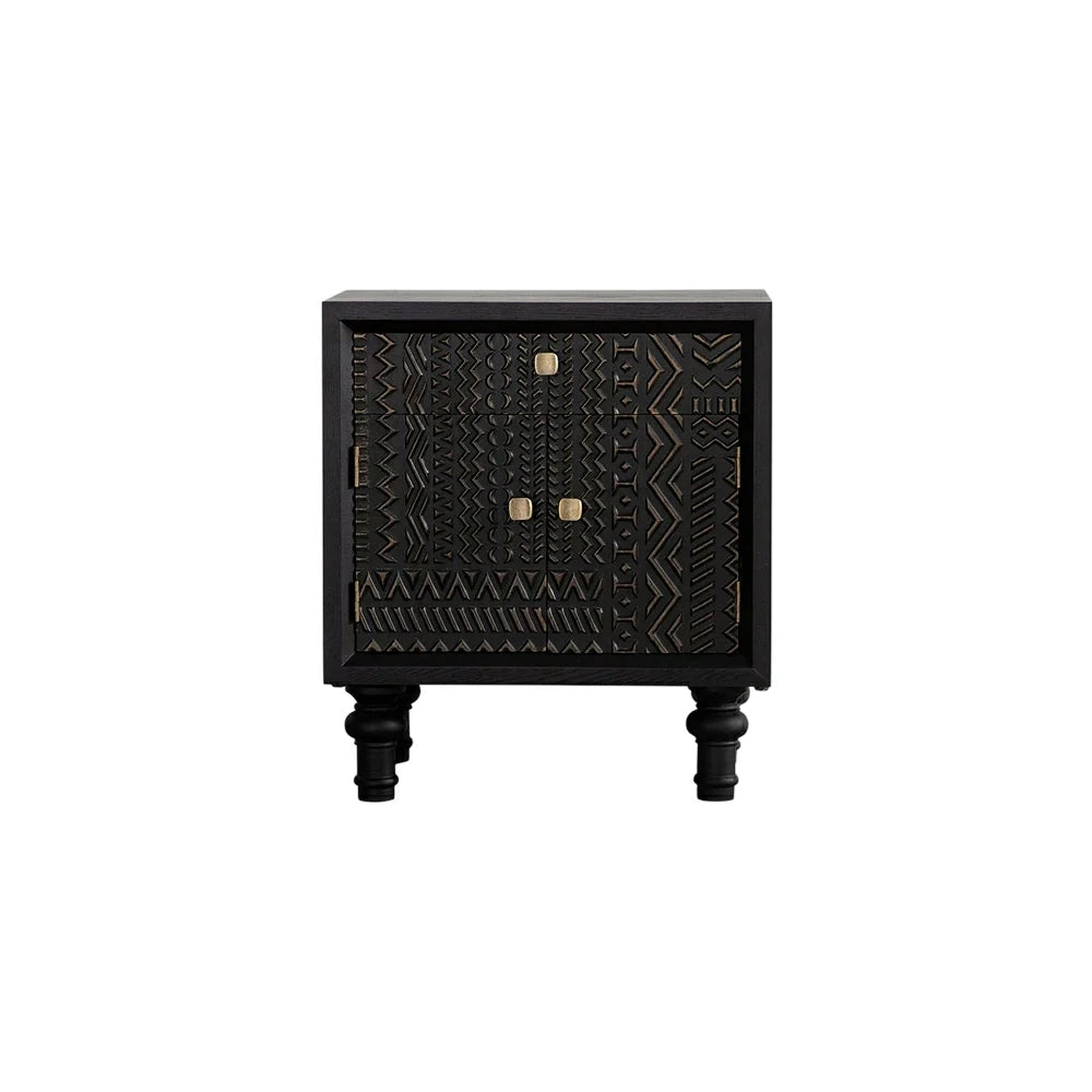 LIVARA Vintage Distressed Bedside Table - Solid Wood Bedroom Nightstand - Vintage Wood