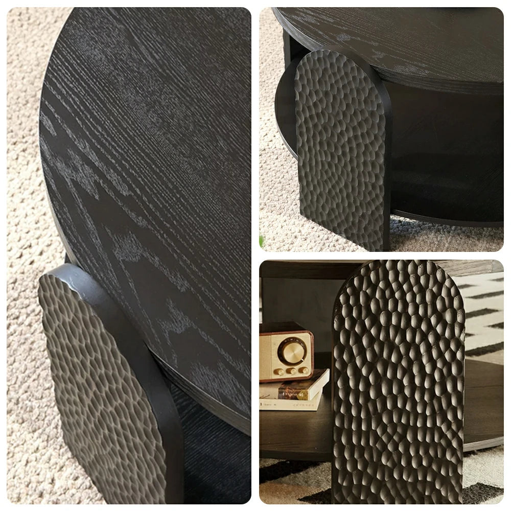 LIVARA Wabi-Sabi Sofa Side Table - Solid Wood Accent Table for Living Room - Vintage Wood