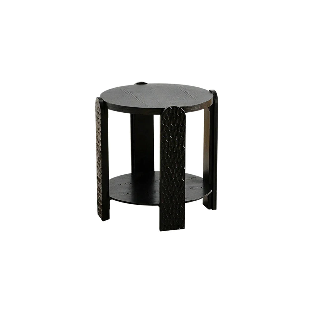 LIVARA Wabi-Sabi Sofa Side Table - Solid Wood Accent Table for Living Room - Vintage Wood