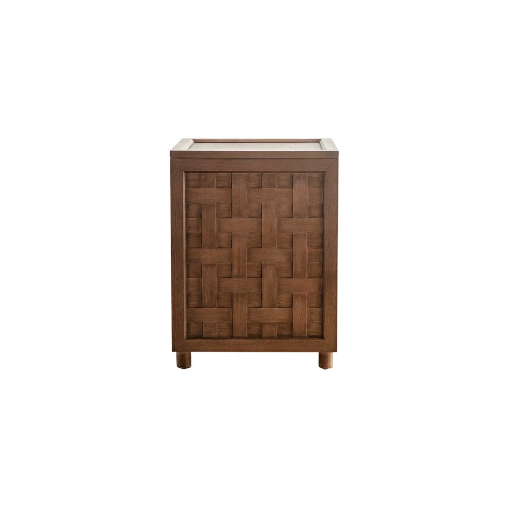 LIVARA  Sofa Side Table - Solid Wood Accent Table for Living Room - Vintage Wood