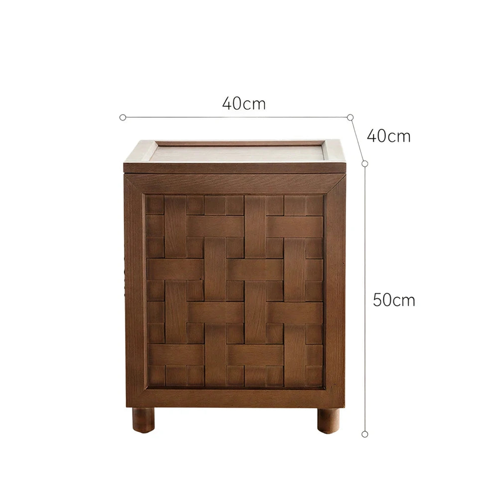 LIVARA  Sofa Side Table - Solid Wood Accent Table for Living Room - Vintage Wood