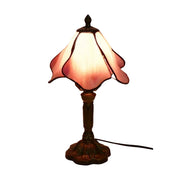LIVARA Pink Lotus Stained Glass Table Lamp Handmade Tiffany Style E27 Bedside Light Vintage Decor for Living Room Bedroom Study