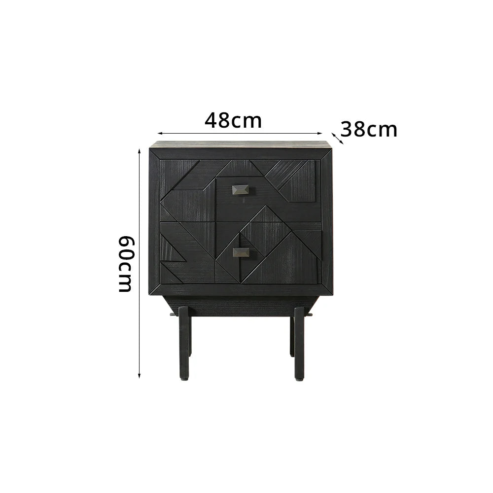 LIVARA Bedroom Bedside Table - Solid Wood Nightstand with Storage - Vintage Wood