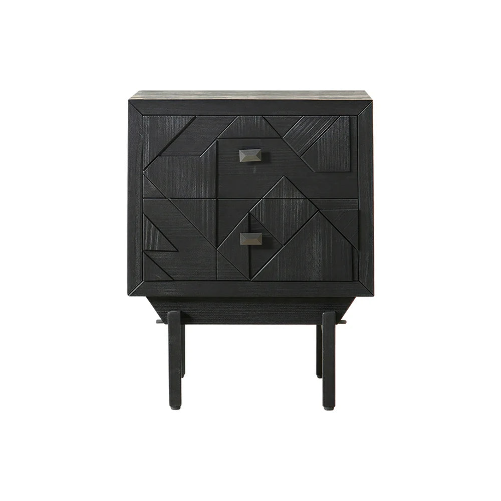 LIVARA Bedroom Bedside Table - Solid Wood Nightstand with Storage - Vintage Wood