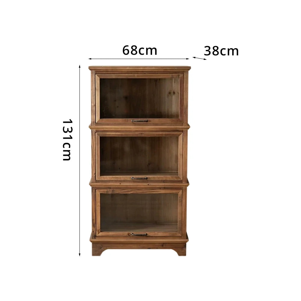 LIVARA Vintage Distressed Solid Wood Sideboard - Dining Room Storage Cabinet - Vintage Wood