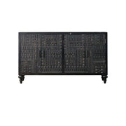 LIVARA Carved Entryway Cabinet - Solid Wood Hallway Storage Cabinet - Vintage Wood