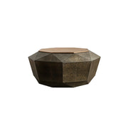 LIVARA Vintage Hollow Geometric Coffee Table with Pine Top 85cm Living Room Table - Antique Gold