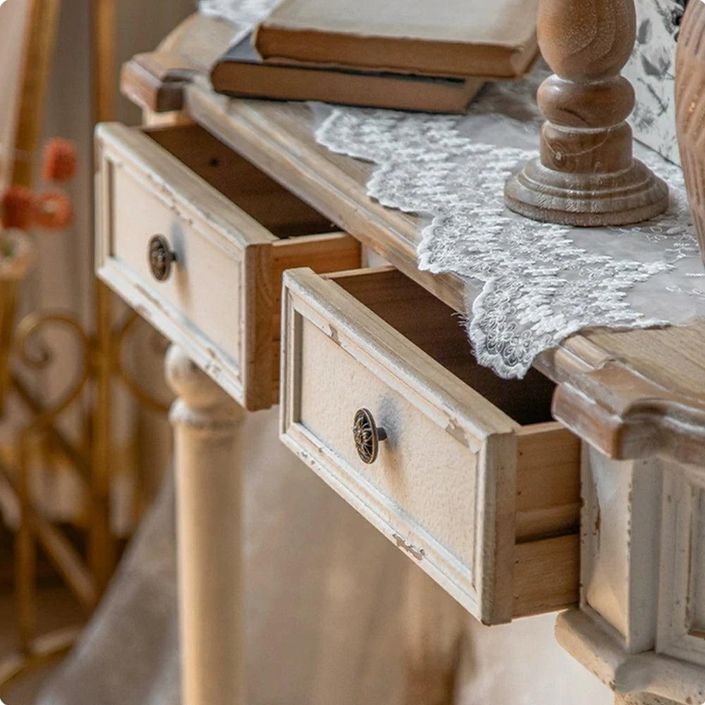 LIVARA Vintage Distressed Console Table 120cm Entryway Hallway Display Table - White