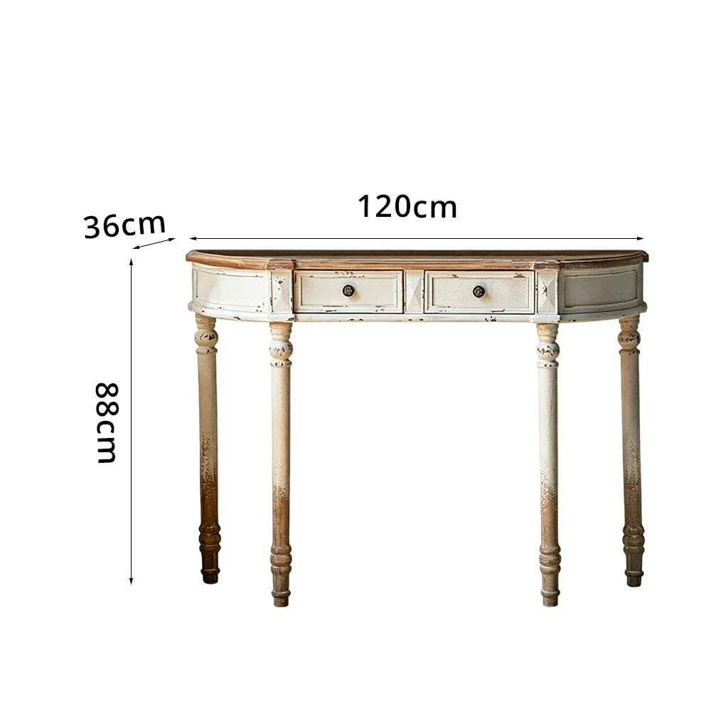 LIVARA Vintage Distressed Console Table 120cm Entryway Hallway Display Table - White