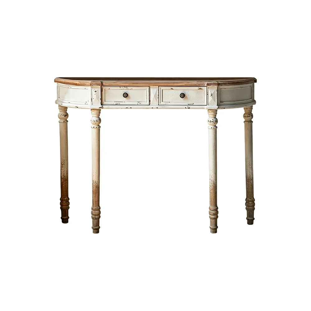LIVARA Vintage Distressed Console Table 120cm Entryway Hallway Display Table - White