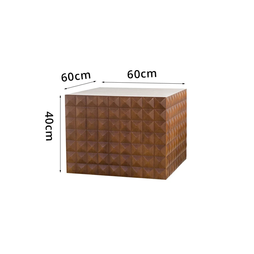 LIVARA American 3D Geometric Side Table 60cm Living Room Sofa Coffee Table - Walnut