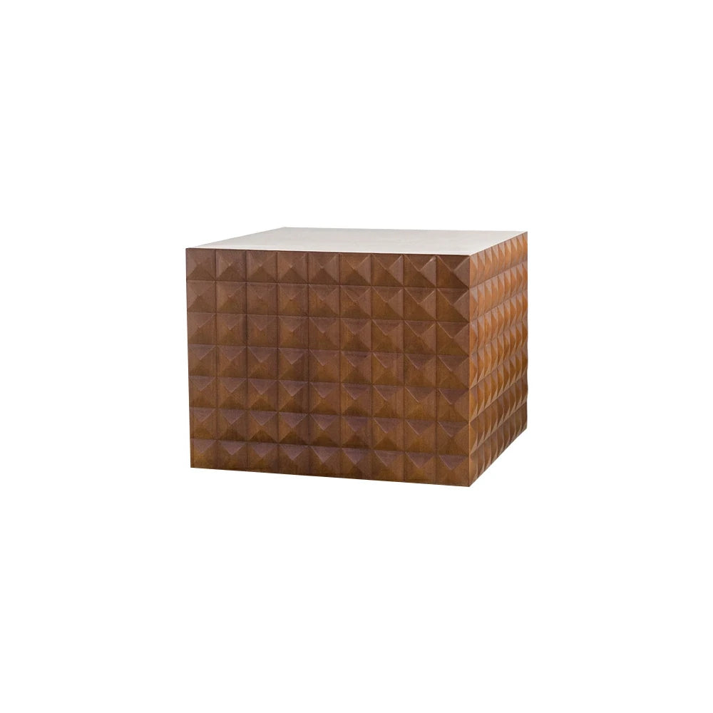 LIVARA American 3D Geometric Side Table 60cm Living Room Sofa Coffee Table - Walnut