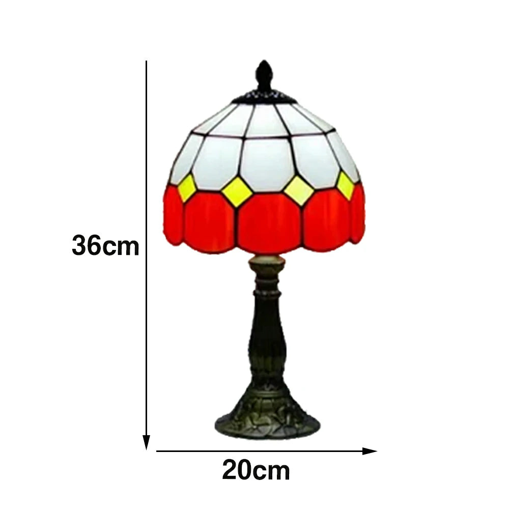LIVARA Stained Glass Table Lamp Handmade Tiffany Style E27 Bedside Light Vintage Decor for Living Room Bedroom Study - Orange