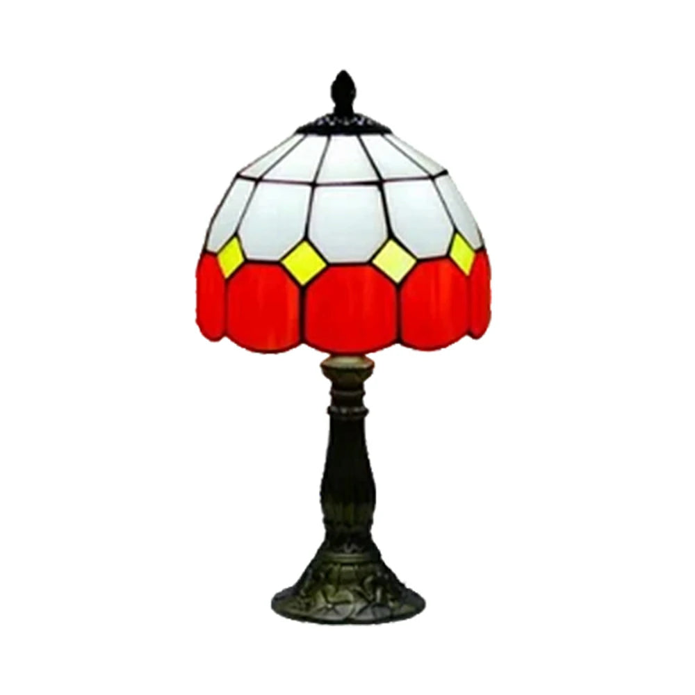 LIVARA Stained Glass Table Lamp Handmade Tiffany Style E27 Bedside Light Vintage Decor for Living Room Bedroom Study - Orange