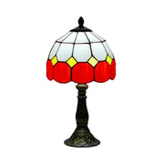 LIVARA Stained Glass Table Lamp Handmade Tiffany Style E27 Bedside Light Vintage Decor for Living Room Bedroom Study - Orange