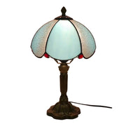 LIVARA Sky Blue Diamond Curved Glass Table Lamp Handmade Tiffany Style E27 Bedside Light Vintage Decor for Living Room Bedroom Study