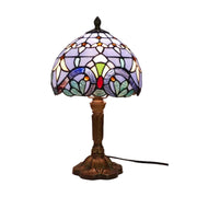 LIVARA Blue Baroque Stained Glass Table Lamp Handmade Tiffany Style E27 Bedside Light Vintage Decor for Living Room Bedroom Study